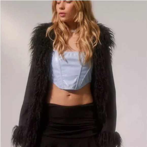 Out From Under Lovestruck Patent Boho Peasant Hipster Hippie Art Chic Corset Top - Picture 2 of 5